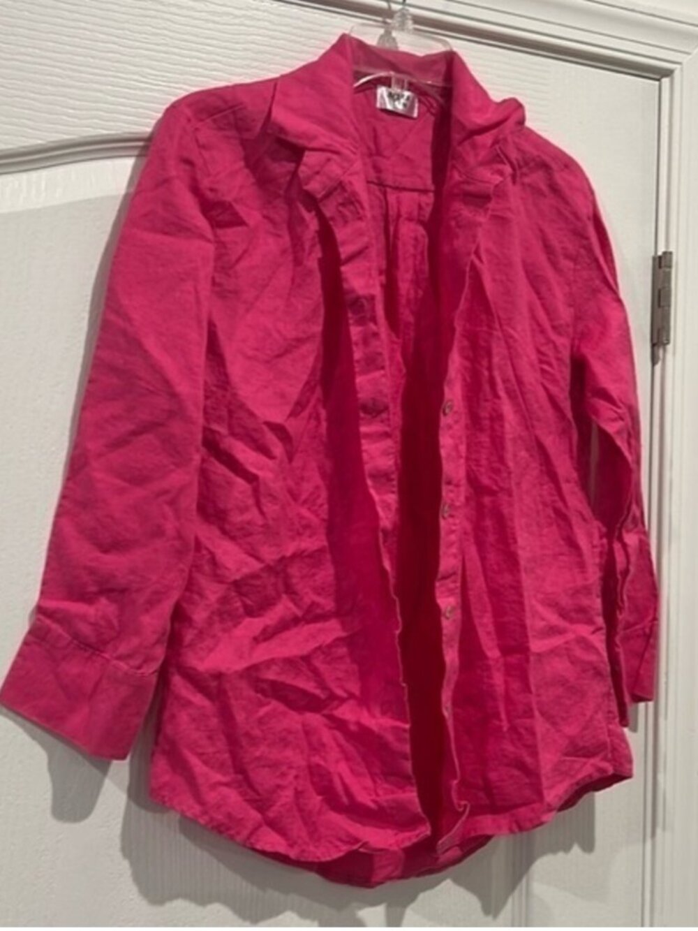 Small Pink Linen button up cover up shirt! Linen